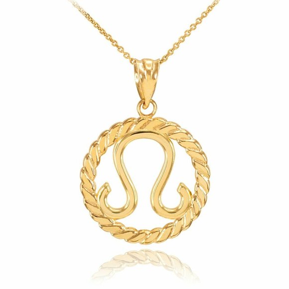 14k Real Solid Gold Leo Zodiac Sign Pendant